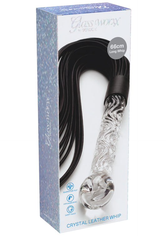 Bestel: Crystal Leather Whip ToyJoy Glass Worxx - bij Happytoys: de erotische sex webshop | liever Happy dan Easy ⭐⭐⭐⭐⭐