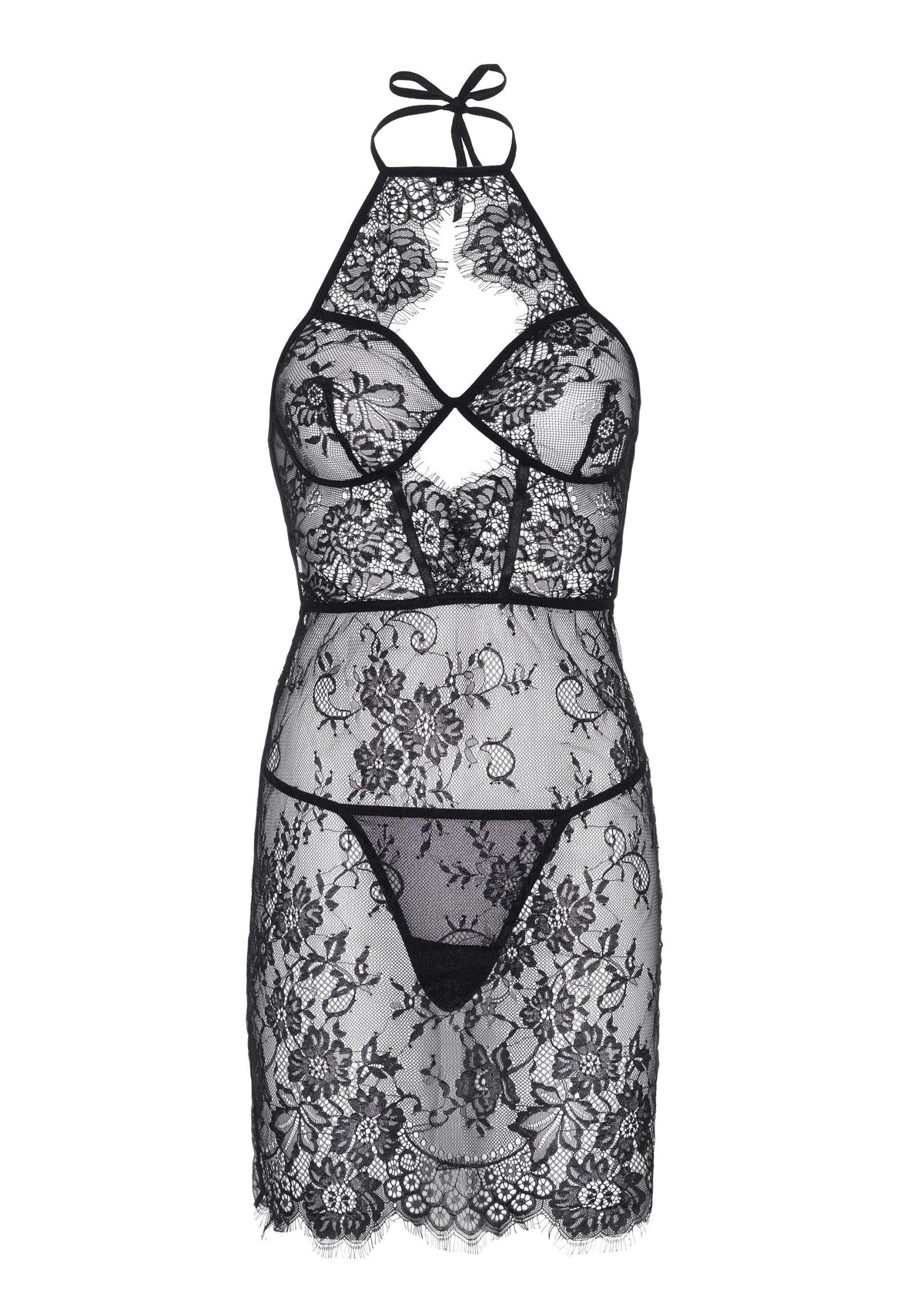 Bestel: Dress with Scalloped Lace and String (XL) by Leg Avenue - bij Happytoys: de erotische sex webshop | liever Happy dan Easy ⭐⭐⭐⭐⭐