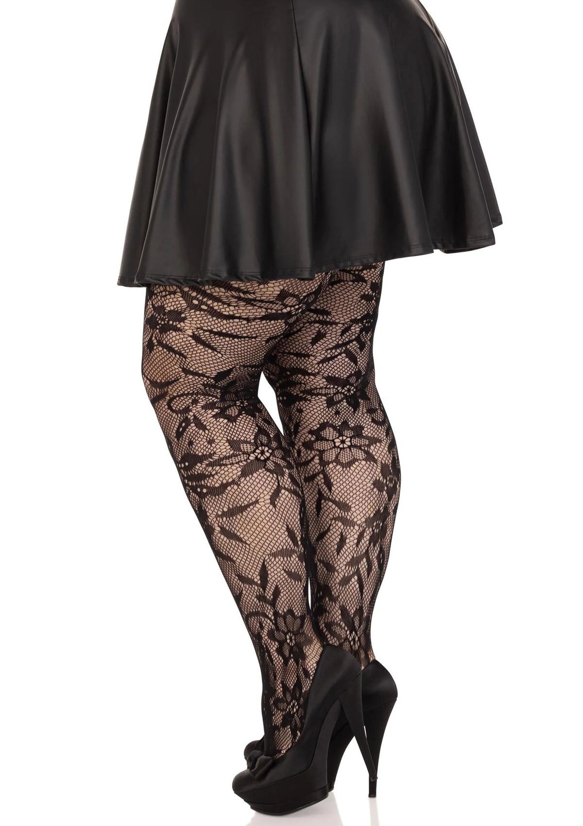 Bestel: Plus Seamless Floral Lace Pantyhose (Black) by Leg Avenue - bij Happytoys: de erotische sex webshop | liever Happy dan Easy ⭐⭐⭐⭐⭐