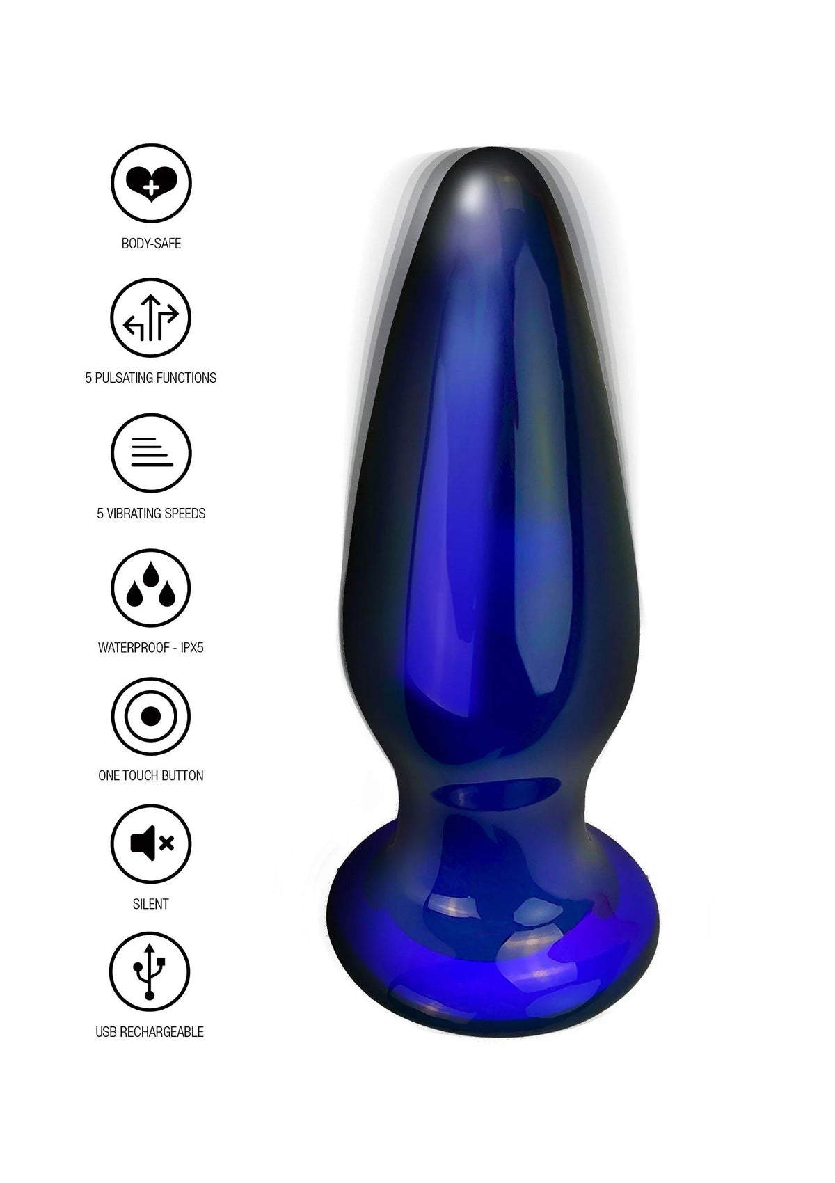 Bestel: Shining Vibrating Glass Plug - bij Happytoys: de erotische sex webshop | liever Happy dan Easy ⭐⭐⭐⭐⭐