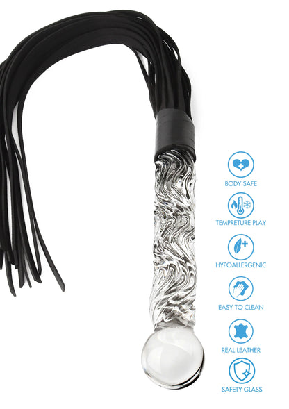 Bestel: Crystal Leather Whip ToyJoy Glass Worxx - bij Happytoys: de erotische sex webshop | liever Happy dan Easy ⭐⭐⭐⭐⭐