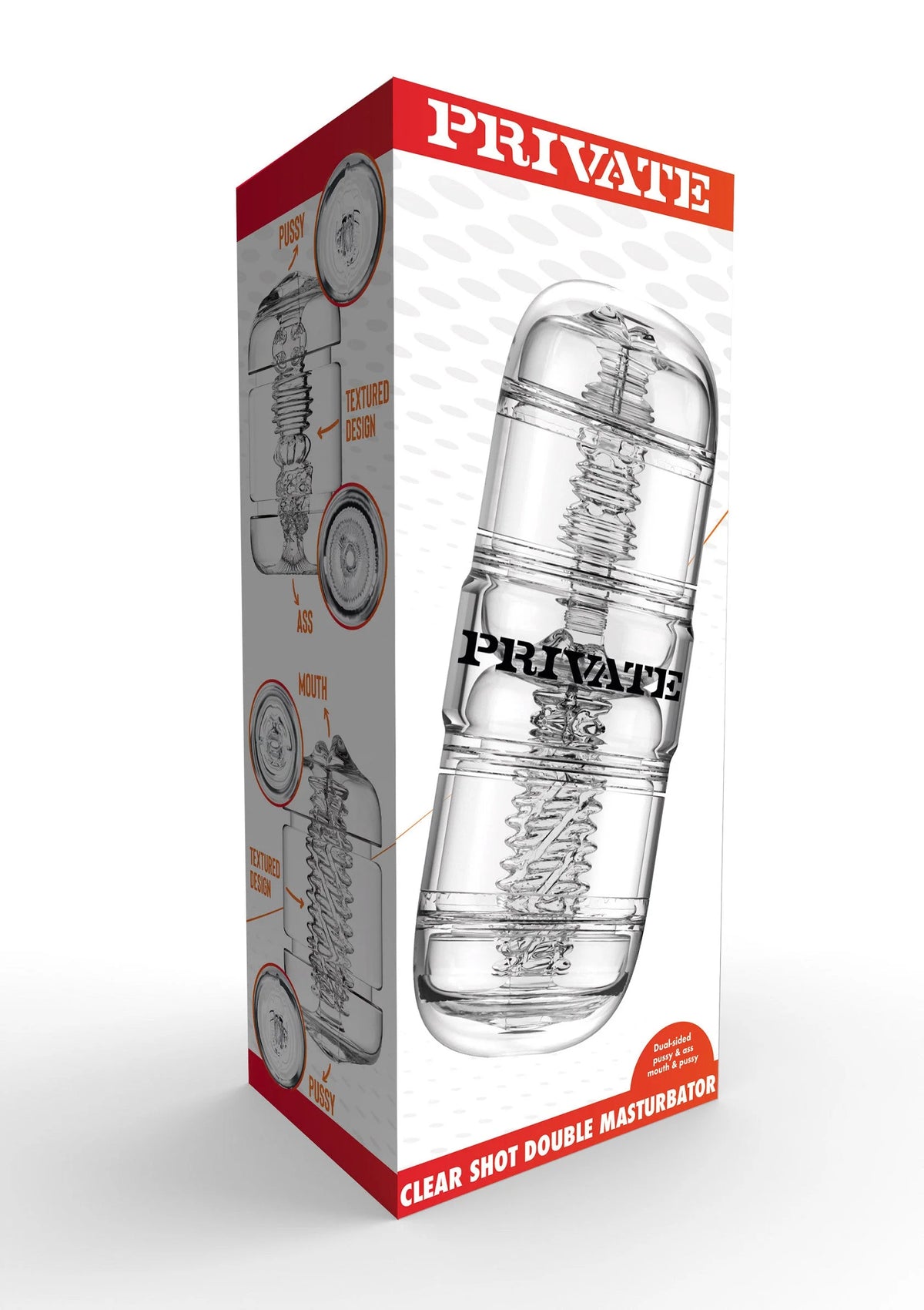 Bestel: Clear Shot Double Masturbator by Private - bij Happytoys: de erotische sex webshop | liever Happy dan Easy ⭐⭐⭐⭐⭐
