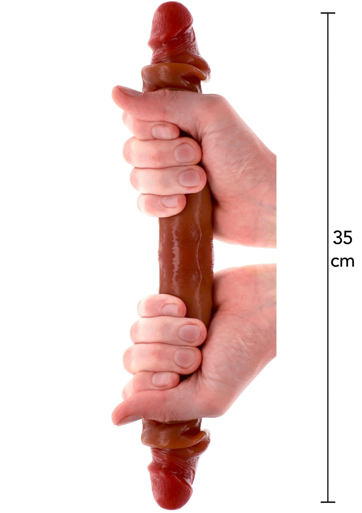 Bestel: Get Real Silicone Foreskin Double Dong 35 cm by ToyJoy - bij Happytoys: de erotische sex webshop | liever Happy dan Easy ⭐⭐⭐⭐⭐ - Default Title - 11206 - CARAMEL