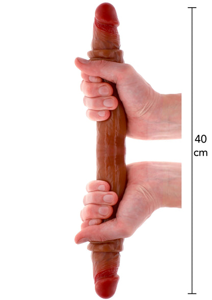 Bestel: Get Real Silicone Foreskin Double Dong 40 cm by ToyJoy - bij Happytoys: de erotische sex webshop | liever Happy dan Easy ⭐⭐⭐⭐⭐ - Default Title - 11207 - CARAMEL