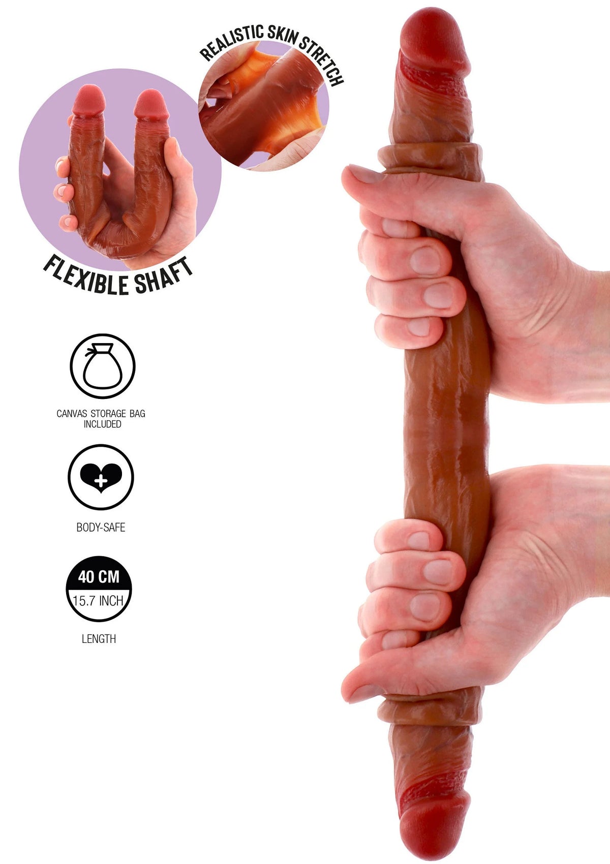 Bestel: Get Real Silicone Foreskin Double Dong 40 cm by ToyJoy - bij Happytoys: de erotische sex webshop | liever Happy dan Easy ⭐⭐⭐⭐⭐