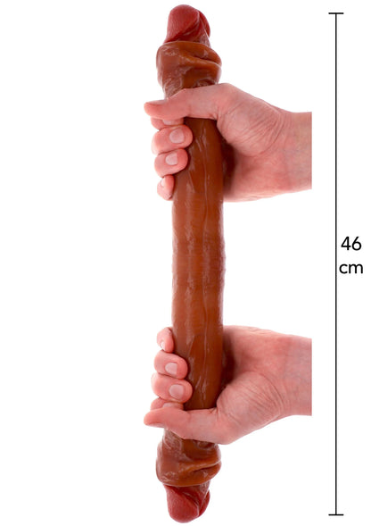 Bestel: Get Real Silicone Foreskin Double Dong 46 cm by ToyJoy - bij Happytoys: de erotische sex webshop | liever Happy dan Easy ⭐⭐⭐⭐⭐ - Default Title - 11208 - CARAMEL