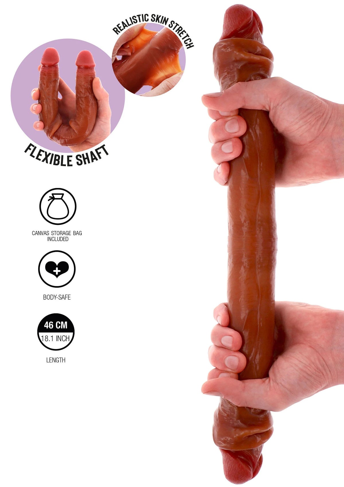 Bestel: Get Real Silicone Foreskin Double Dong 46 cm by ToyJoy - bij Happytoys: de erotische sex webshop | liever Happy dan Easy ⭐⭐⭐⭐⭐