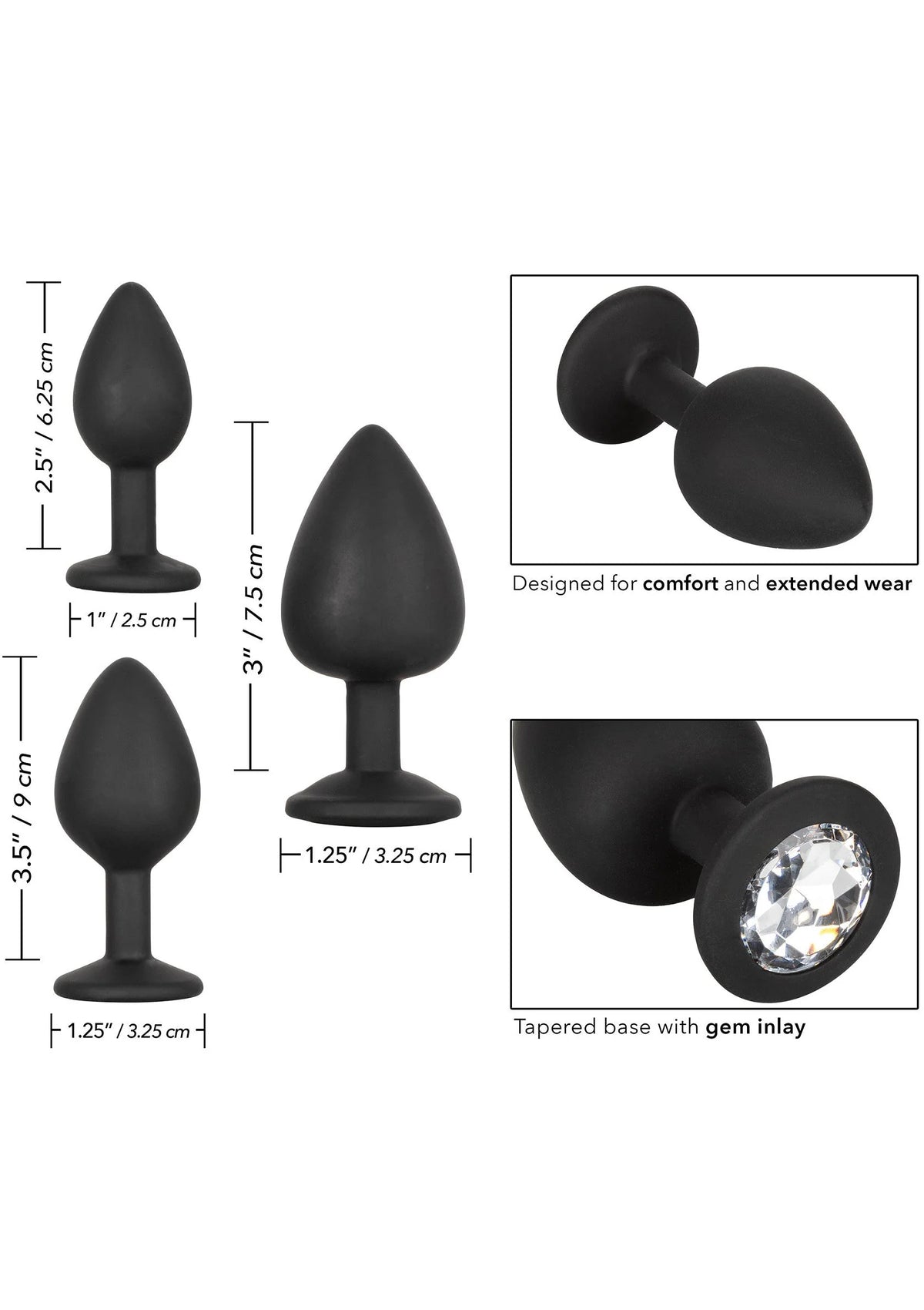 Bestel: Silicone Gem Anal Kit by CalExotics - bij Happytoys: de erotische sex webshop | liever Happy dan Easy ⭐⭐⭐⭐⭐