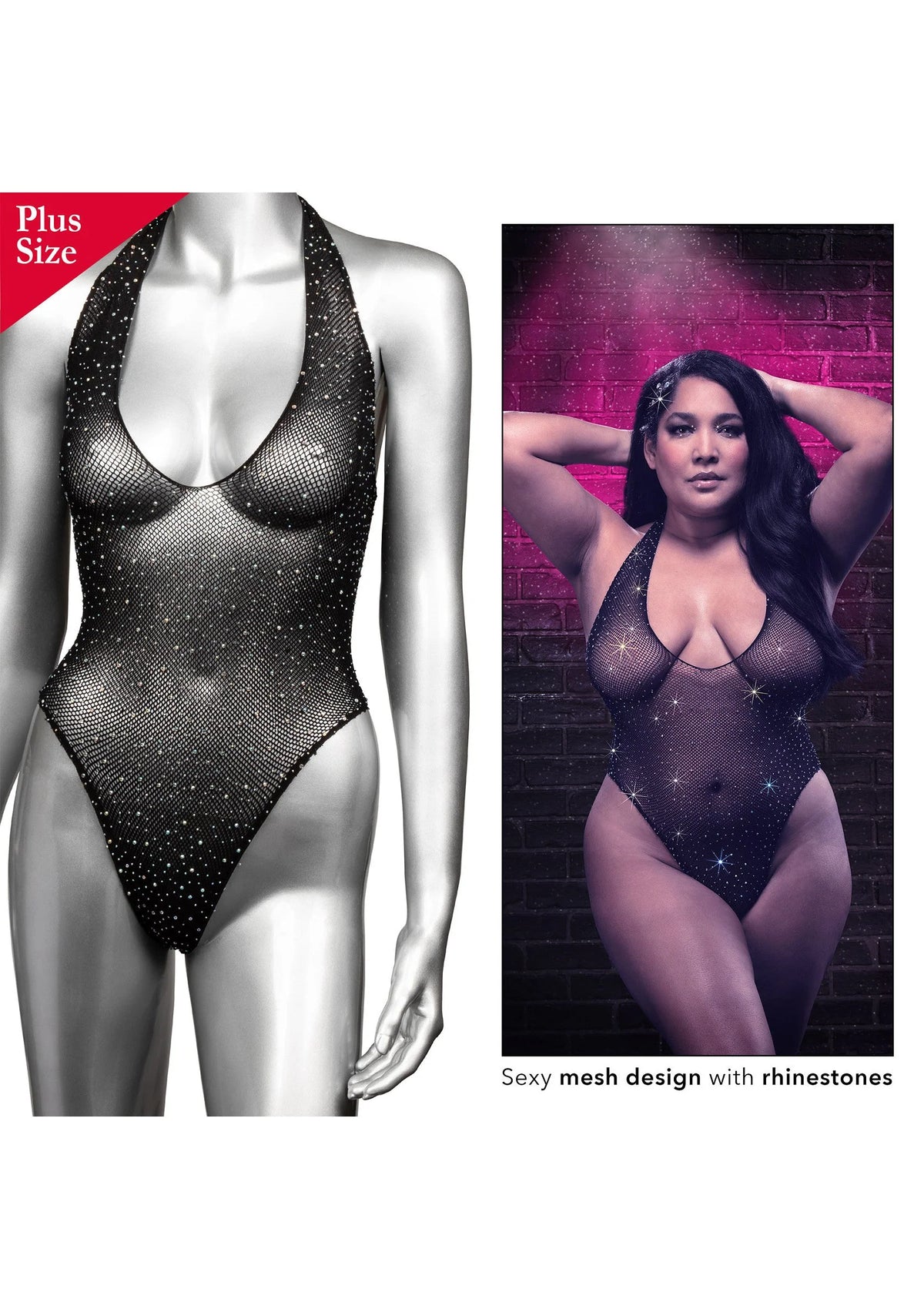 Bestel: Radiance Plus Size Deep V Body Suit by CalExotics - bij Happytoys: de erotische sex webshop | liever Happy dan Easy ⭐⭐⭐⭐⭐