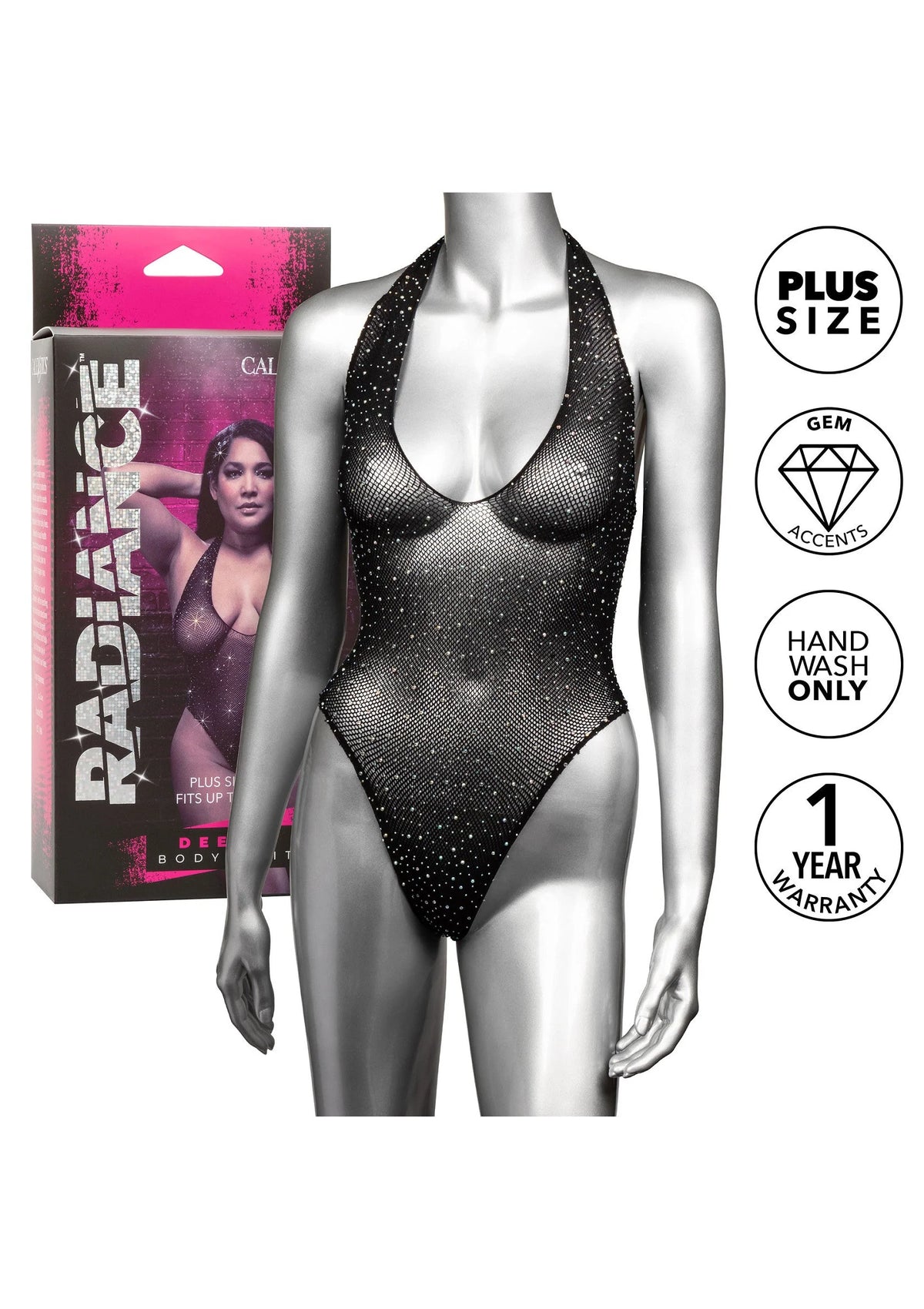 Bestel: Radiance Plus Size Deep V Body Suit by CalExotics - bij Happytoys: de erotische sex webshop | liever Happy dan Easy ⭐⭐⭐⭐⭐