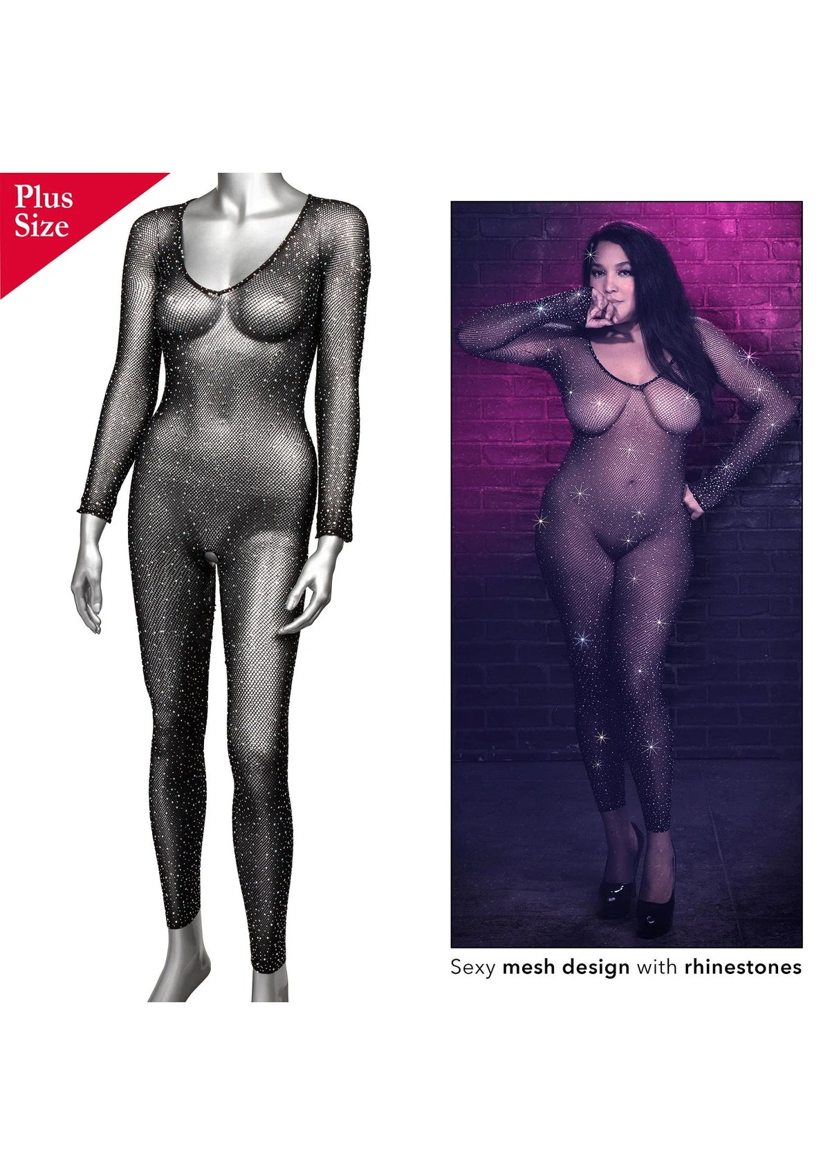 Bestel: Plus Size kruisloos Full Body Suit CalExotics Radiance - bij Happytoys: de erotische sex webshop | liever Happy dan Easy ⭐⭐⭐⭐⭐