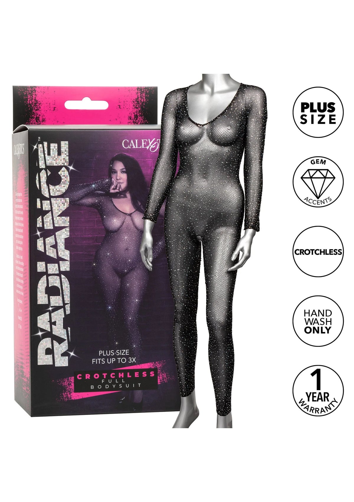 Bestel: Plus Size kruisloos Full Body Suit CalExotics Radiance - bij Happytoys: de erotische sex webshop | liever Happy dan Easy ⭐⭐⭐⭐⭐