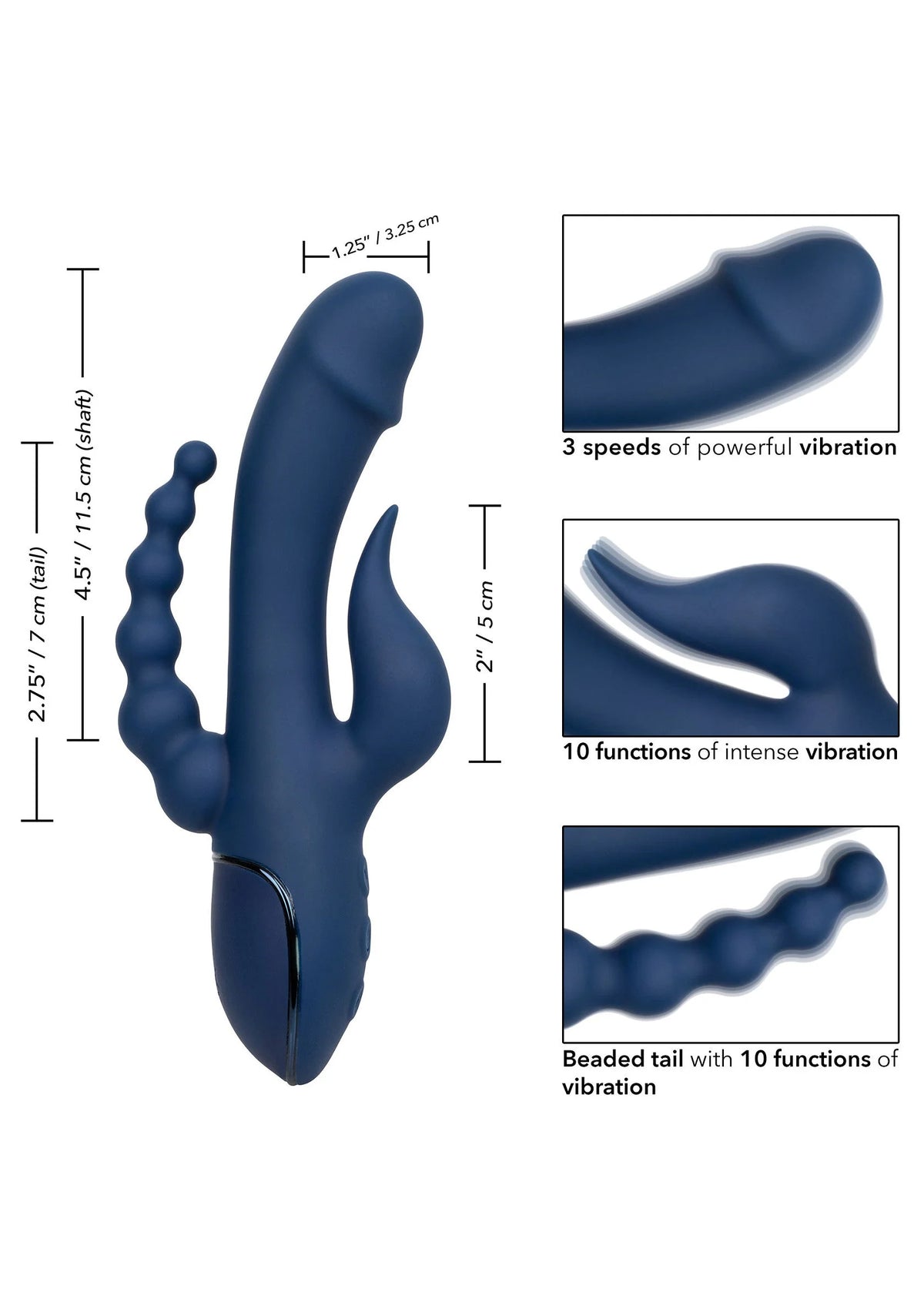 Bestel: Triple Orgasm triple Vibrator by CalExotics - bij Happytoys: de erotische sex webshop | liever Happy dan Easy ⭐⭐⭐⭐⭐