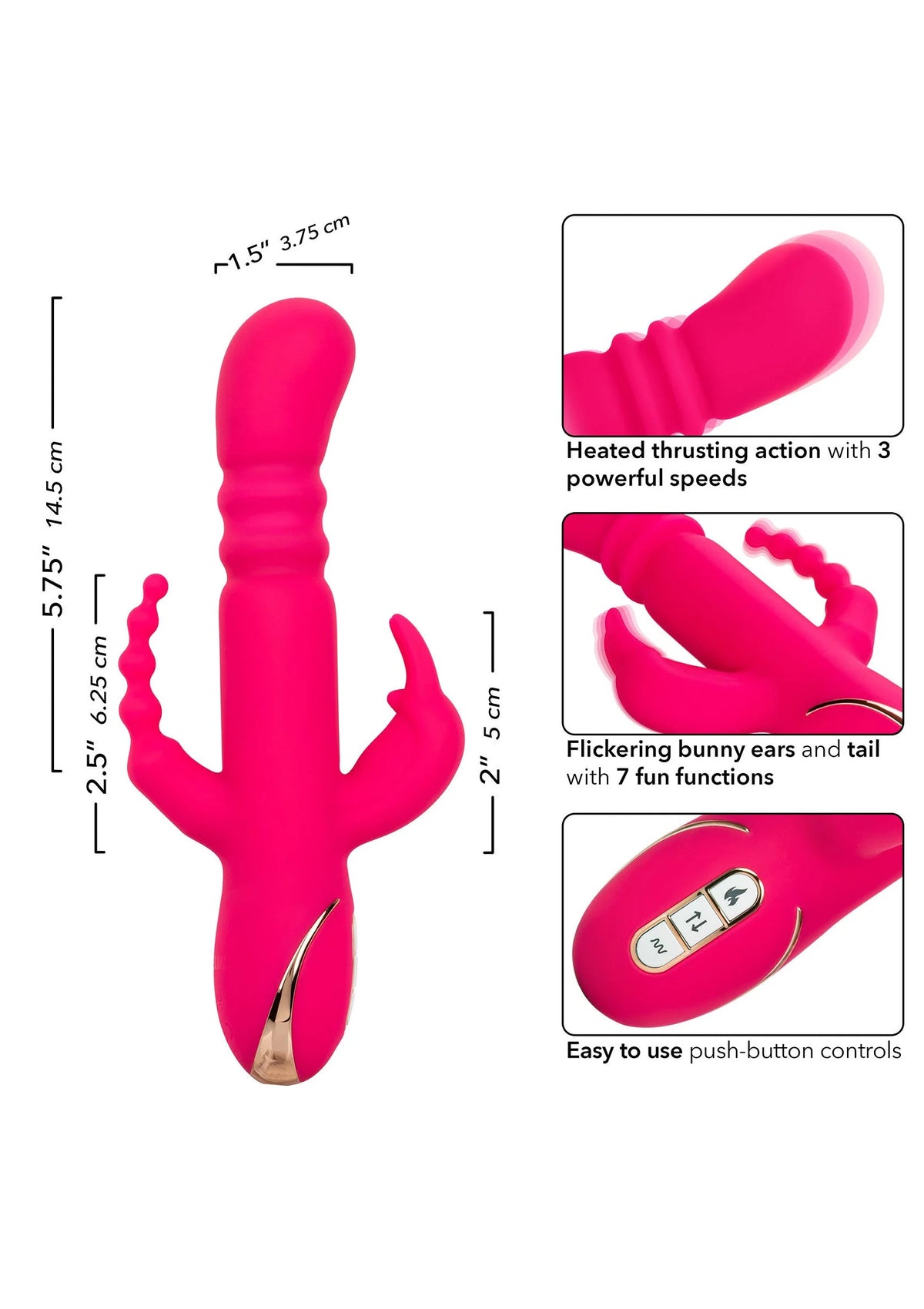 Bestel: Heated Silicone Triple Rabbit by CalExotics - bij Happytoys: de erotische sex webshop | liever Happy dan Easy ⭐⭐⭐⭐⭐