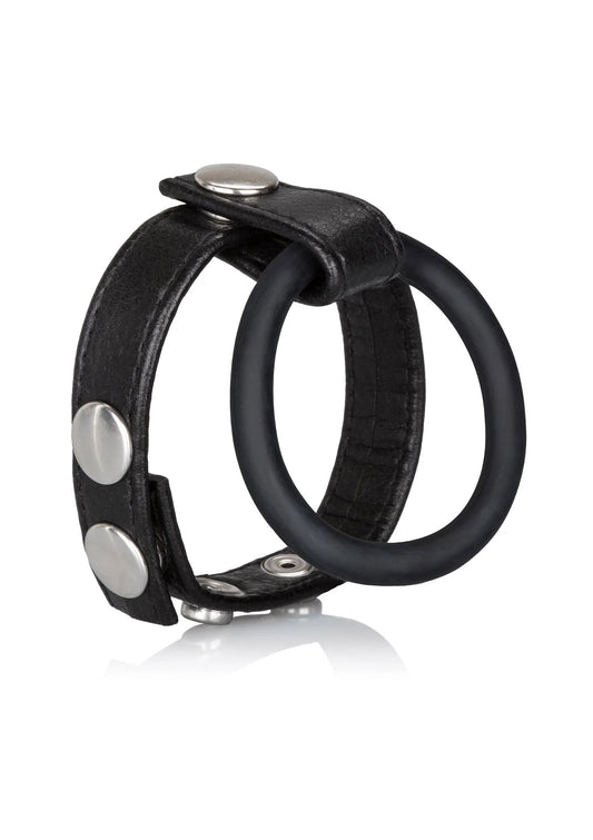 Bestel: Medium Leather Ball Spreader by CalExotics Rings - bij Happytoys: de erotische sex webshop | liever Happy dan Easy ⭐⭐⭐⭐⭐ - Default Title - 12713 - BLACK