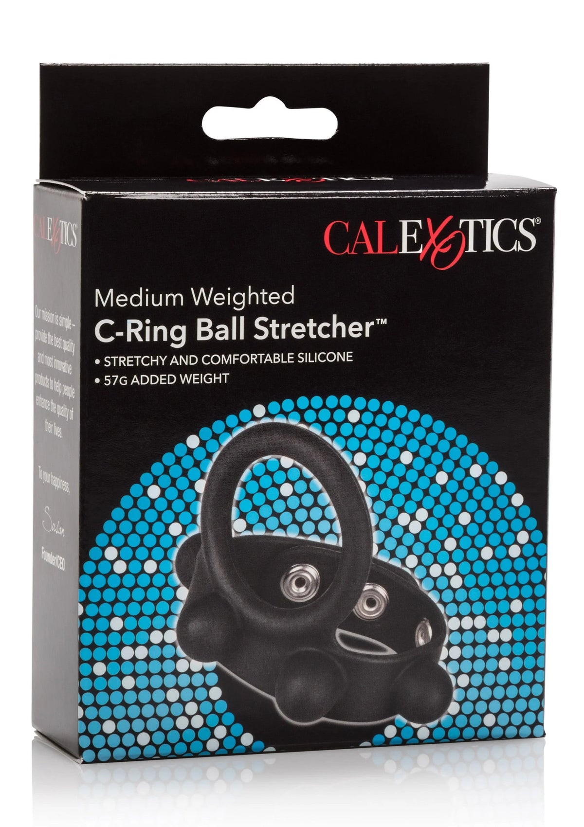 Bestel: Silicone Medium Weighted C - Ring Ball Stretcher by CalExotics - bij Happytoys: de erotische sex webshop | liever Happy dan Easy ⭐⭐⭐⭐⭐