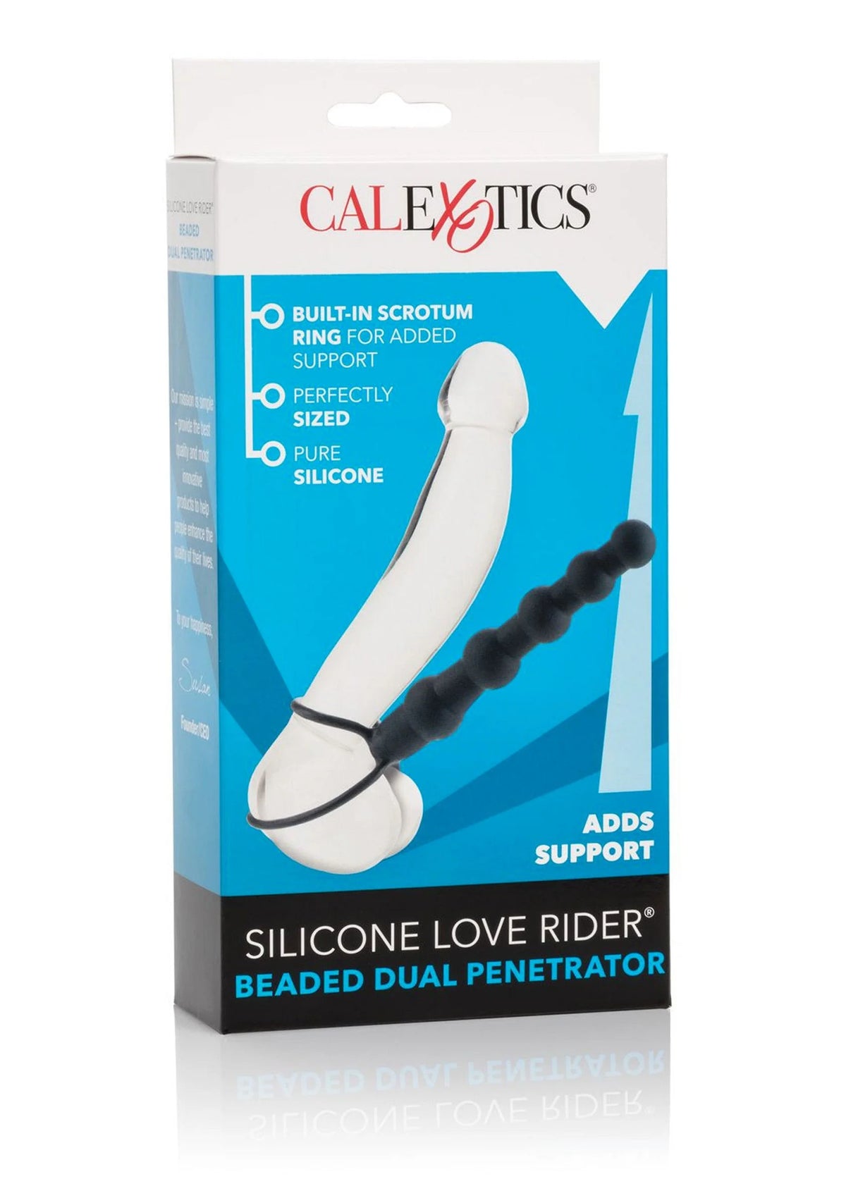 Bestel: Silicone Love Rider Beaded Dual Penetrator by CalExotics - bij Happytoys: de erotische sex webshop | liever Happy dan Easy ⭐⭐⭐⭐⭐