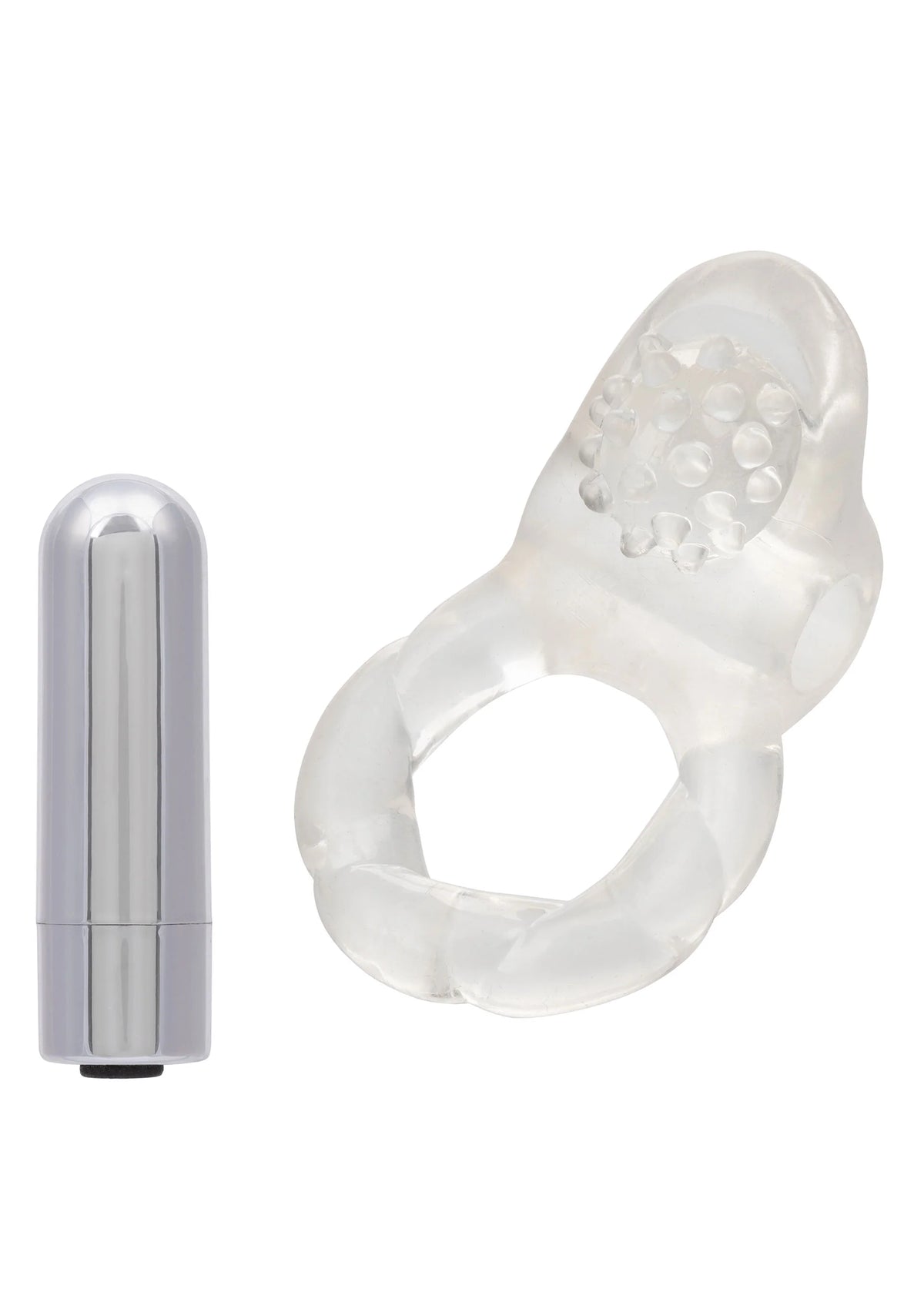 Bestel: Nubby Lover's Delight vibratong cockring by CalExotics - bij Happytoys: de erotische sex webshop | liever Happy dan Easy ⭐⭐⭐⭐⭐ - Default Title - 12811 - CLEAR