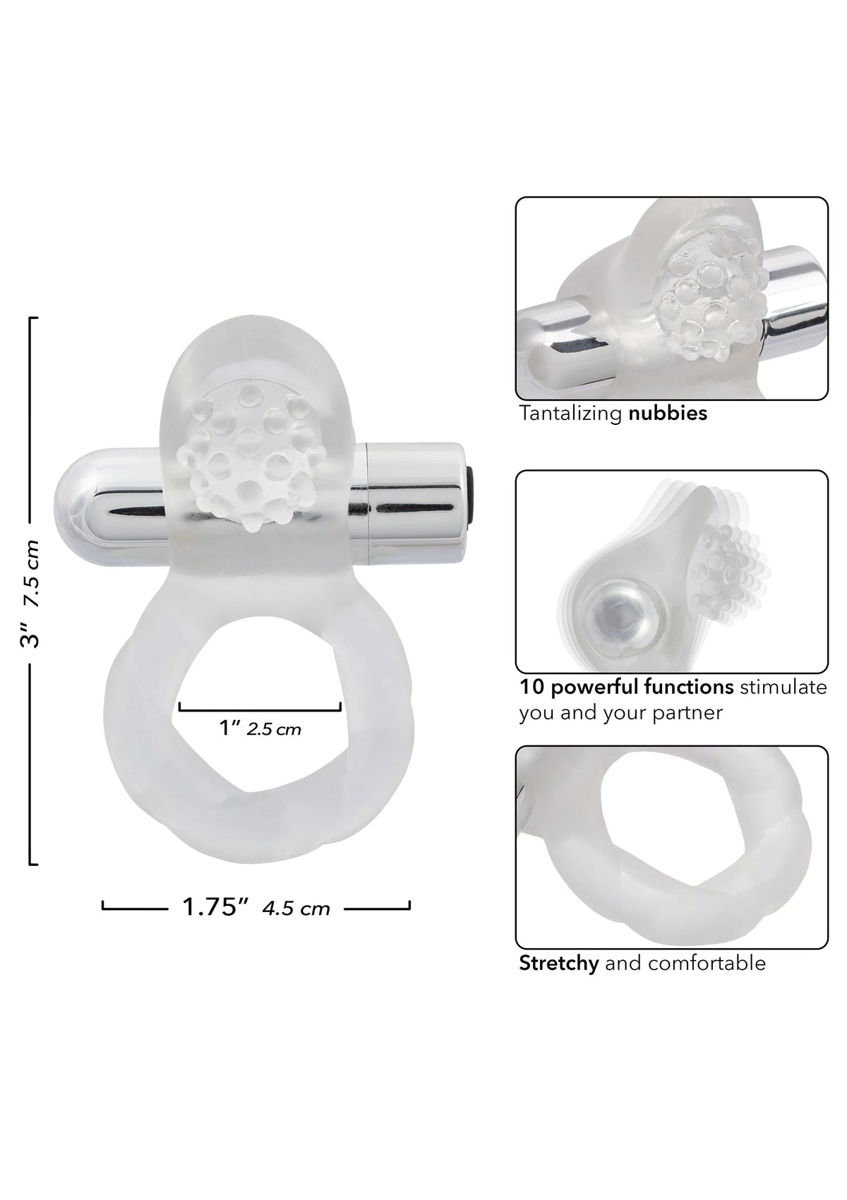 Bestel: Nubby Lover's Delight vibratong cockring by CalExotics - bij Happytoys: de erotische sex webshop | liever Happy dan Easy ⭐⭐⭐⭐⭐