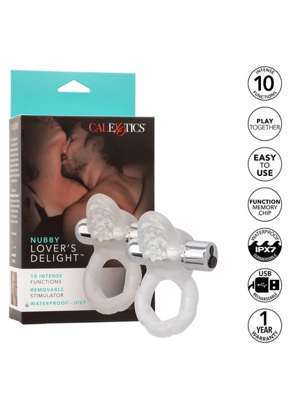 Bestel: Nubby Lover's Delight vibratong cockring by CalExotics - bij Happytoys: de erotische sex webshop | liever Happy dan Easy ⭐⭐⭐⭐⭐