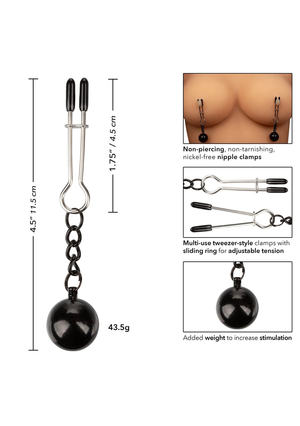 Bestel: Weighted Tweezer Nipple Clamps by CalExotics - bij Happytoys: de erotische sex webshop | liever Happy dan Easy ⭐⭐⭐⭐⭐