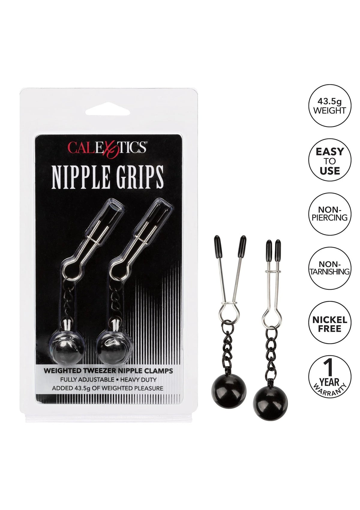 Bestel: Weighted Tweezer Nipple Clamps by CalExotics - bij Happytoys: de erotische sex webshop | liever Happy dan Easy ⭐⭐⭐⭐⭐