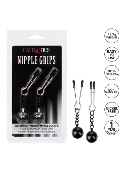 Bestel: Weighted Tweezer Nipple Clamps by CalExotics - bij Happytoys: de erotische sex webshop | liever Happy dan Easy ⭐⭐⭐⭐⭐