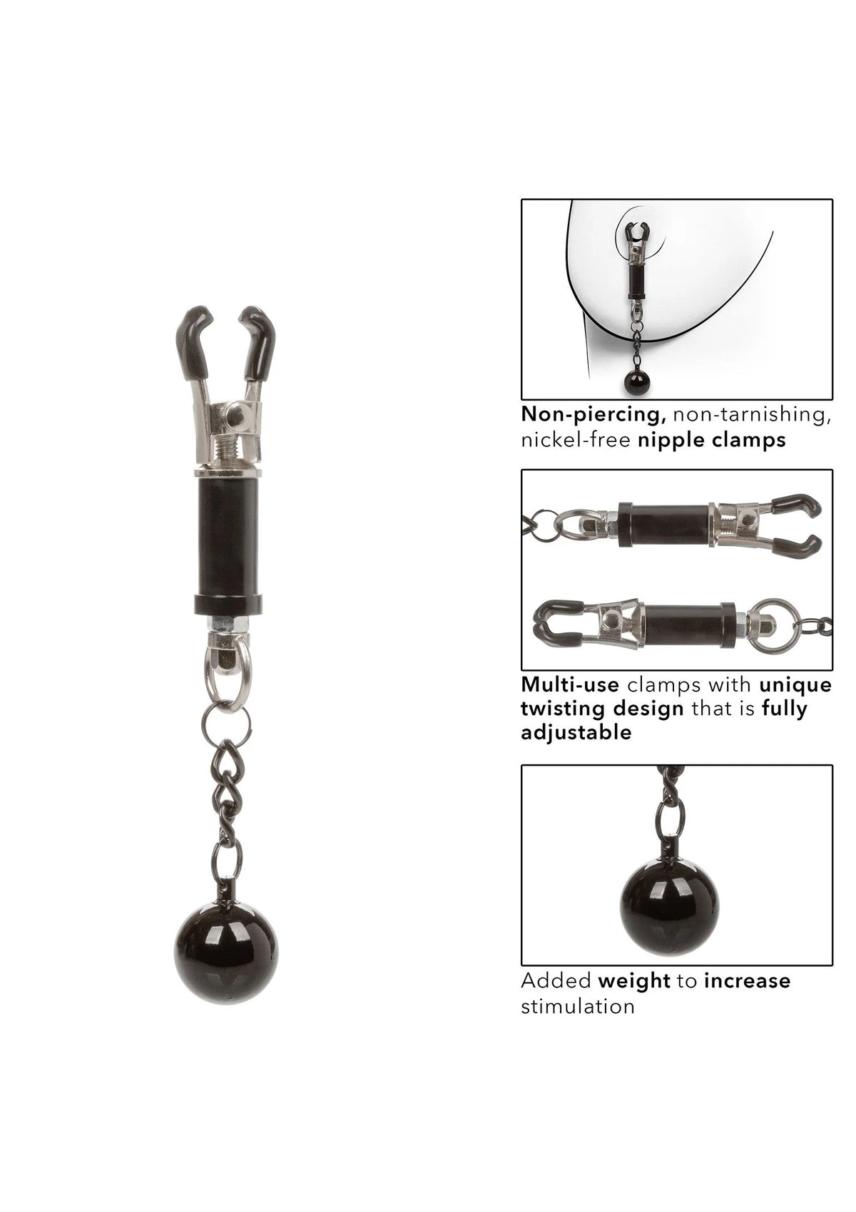 Bestel: Nipple Grips Weighted Twist Nipple Clamps by CalExotics - bij Happytoys: de erotische sex webshop | liever Happy dan Easy ⭐⭐⭐⭐⭐