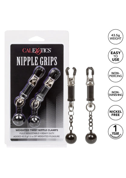 Bestel: Nipple Grips Weighted Twist Nipple Clamps by CalExotics - bij Happytoys: de erotische sex webshop | liever Happy dan Easy ⭐⭐⭐⭐⭐