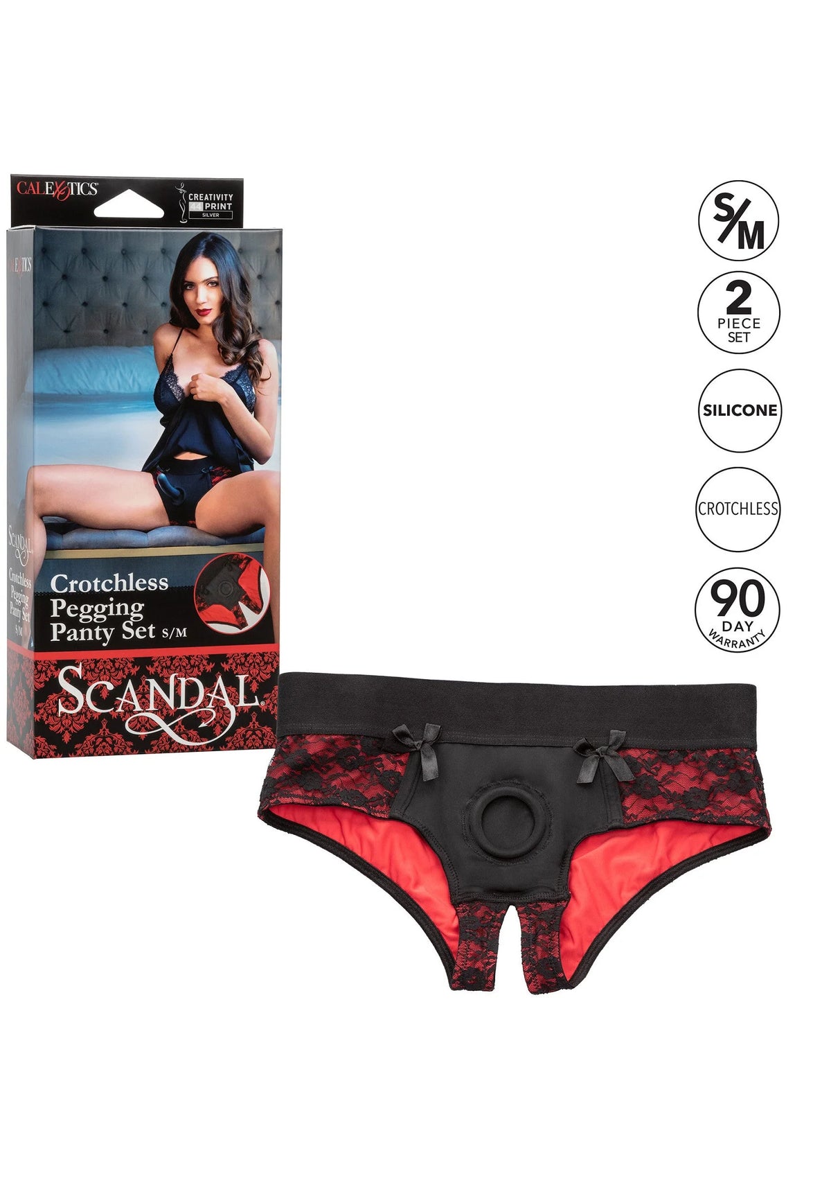 Bestel: Scandal Crotchless Pegging Panty Set S/M by CalExotics - bij Happytoys: de erotische sex webshop | liever Happy dan Easy ⭐⭐⭐⭐⭐