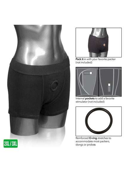 Bestel: Boxer Brief Harness for pegging by CalExotics - bij Happytoys: de erotische sex webshop | liever Happy dan Easy ⭐⭐⭐⭐⭐ - XS/S - 13486 - BLACK - XS/S