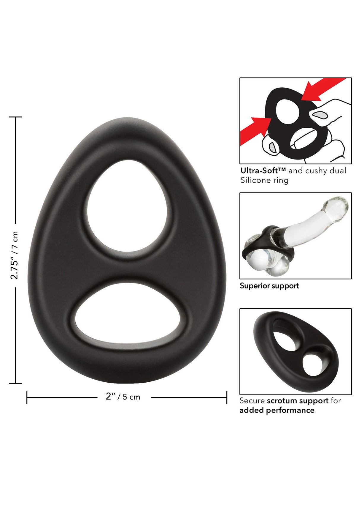 Bestel: Ultra - Soft Dual Ring Cock & Scrotum ring by CalExotics - bij Happytoys: de erotische sex webshop | liever Happy dan Easy ⭐⭐⭐⭐⭐