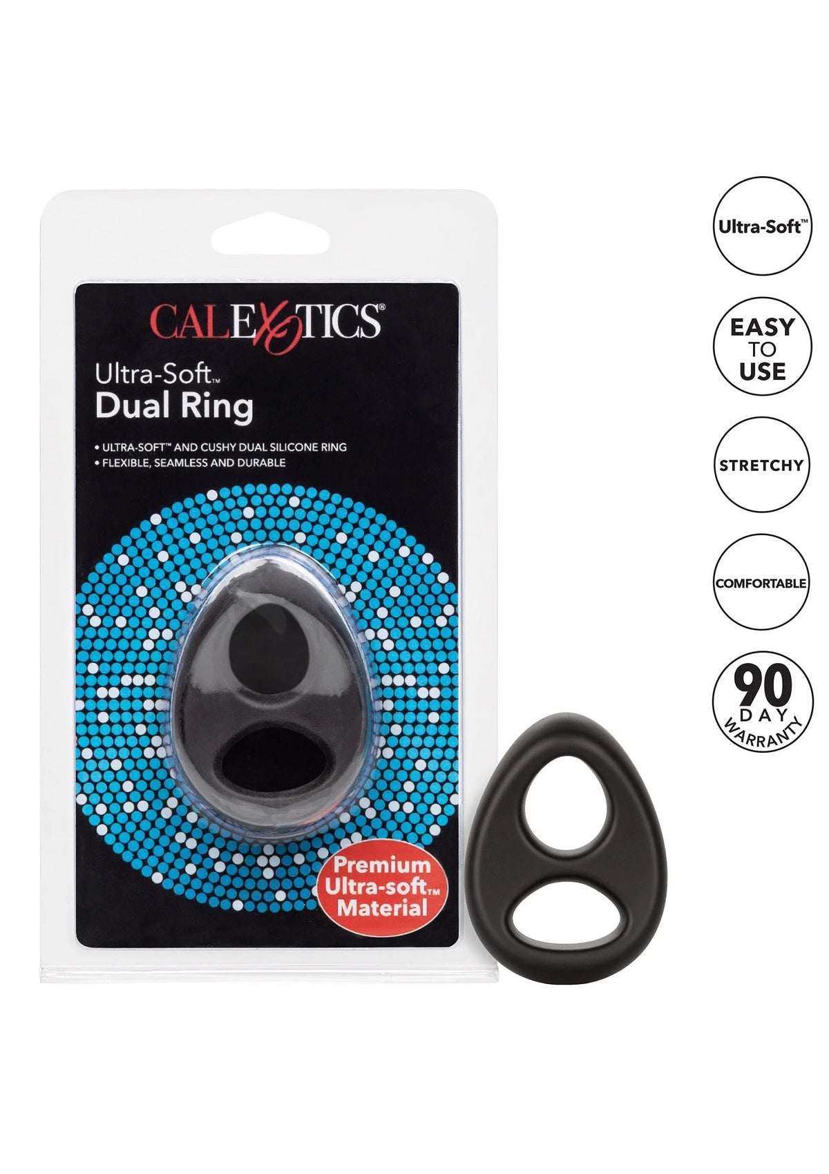 Bestel: Ultra - Soft Dual Ring Cock & Scrotum ring by CalExotics - bij Happytoys: de erotische sex webshop | liever Happy dan Easy ⭐⭐⭐⭐⭐