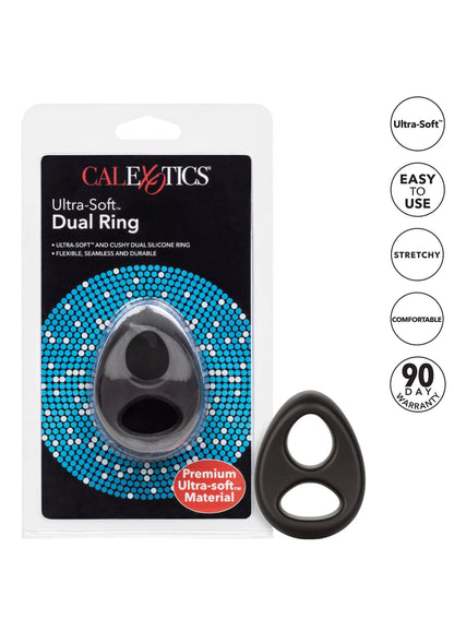 Bestel: Ultra - Soft Dual Ring Cock & Scrotum ring by CalExotics - bij Happytoys: de erotische sex webshop | liever Happy dan Easy ⭐⭐⭐⭐⭐