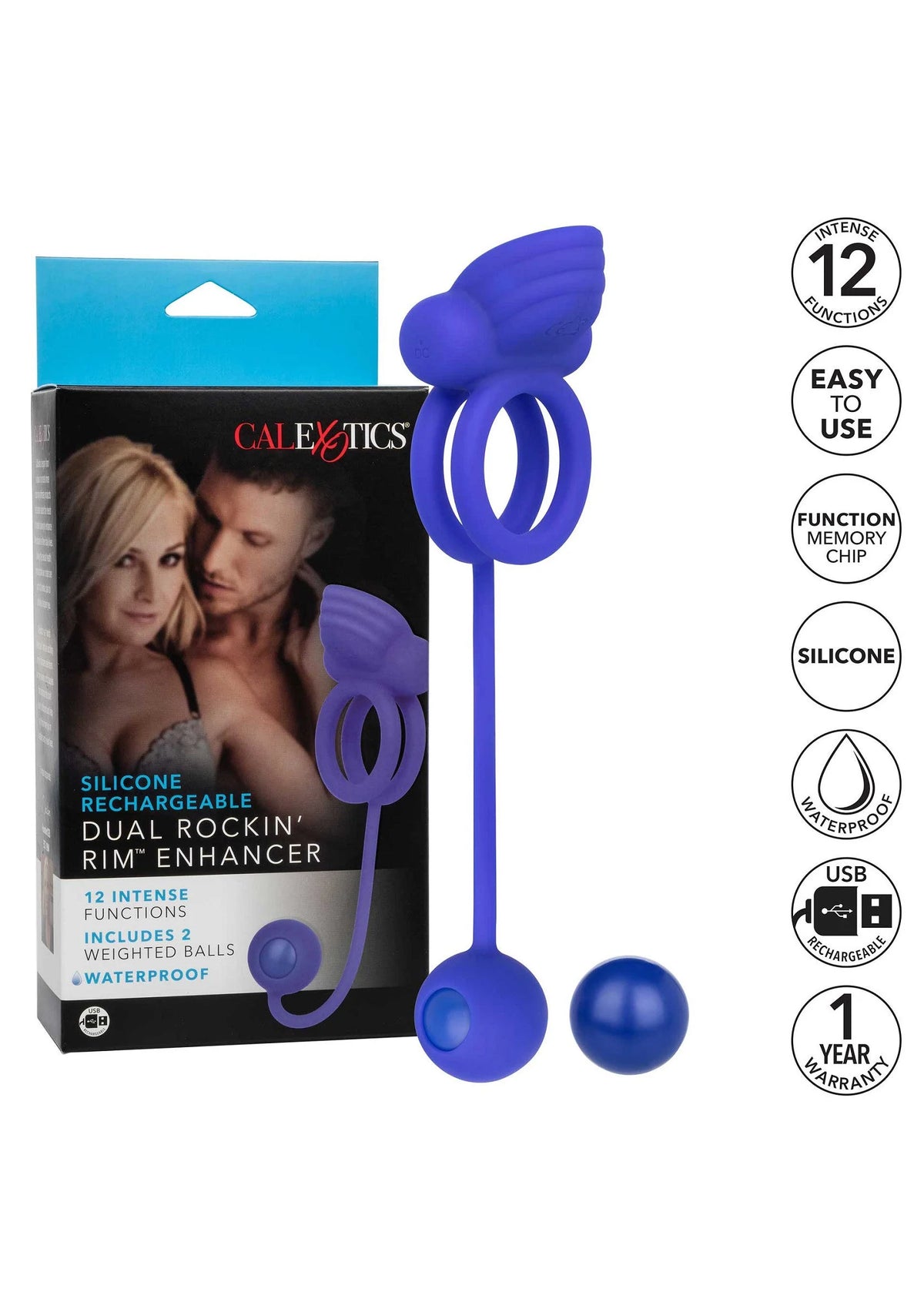 Bestel: Silicone Rechargeable Dual Rockin' Rim Enhancer by CalExotics - bij Happytoys: de erotische sex webshop | liever Happy dan Easy ⭐⭐⭐⭐⭐