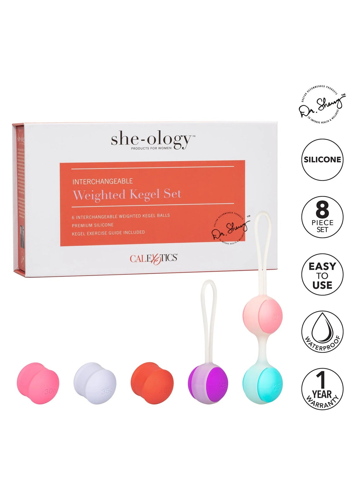 Bestel: CalExotics She - ology Interchangeable Weighted Kegel Set - bij Happytoys: de erotische sex webshop | liever Happy dan Easy ⭐⭐⭐⭐⭐