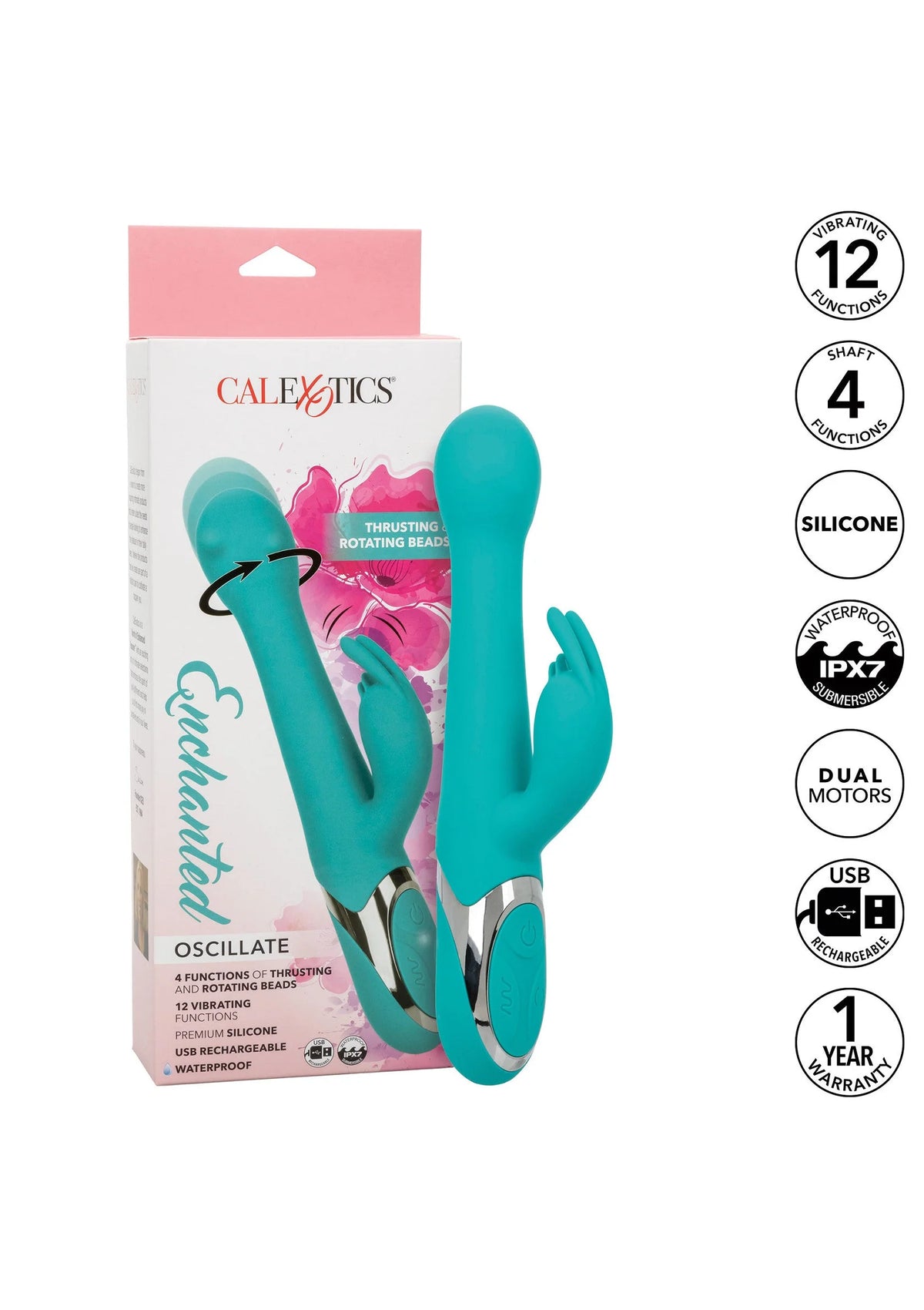 Bestel: Enchanted Oscillate Thrusting, Rotating double vibrator by CalExotics - bij Happytoys: de erotische sex webshop | liever Happy dan Easy ⭐⭐⭐⭐⭐