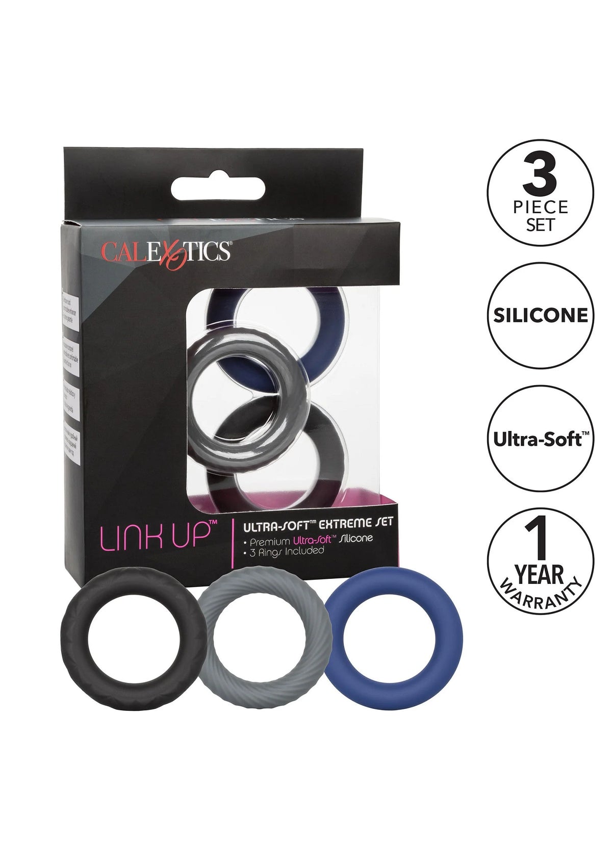 Bestel: Link Up Ultra - Soft Extreme Set cockring by CalExotics - bij Happytoys: de erotische sex webshop | liever Happy dan Easy ⭐⭐⭐⭐⭐