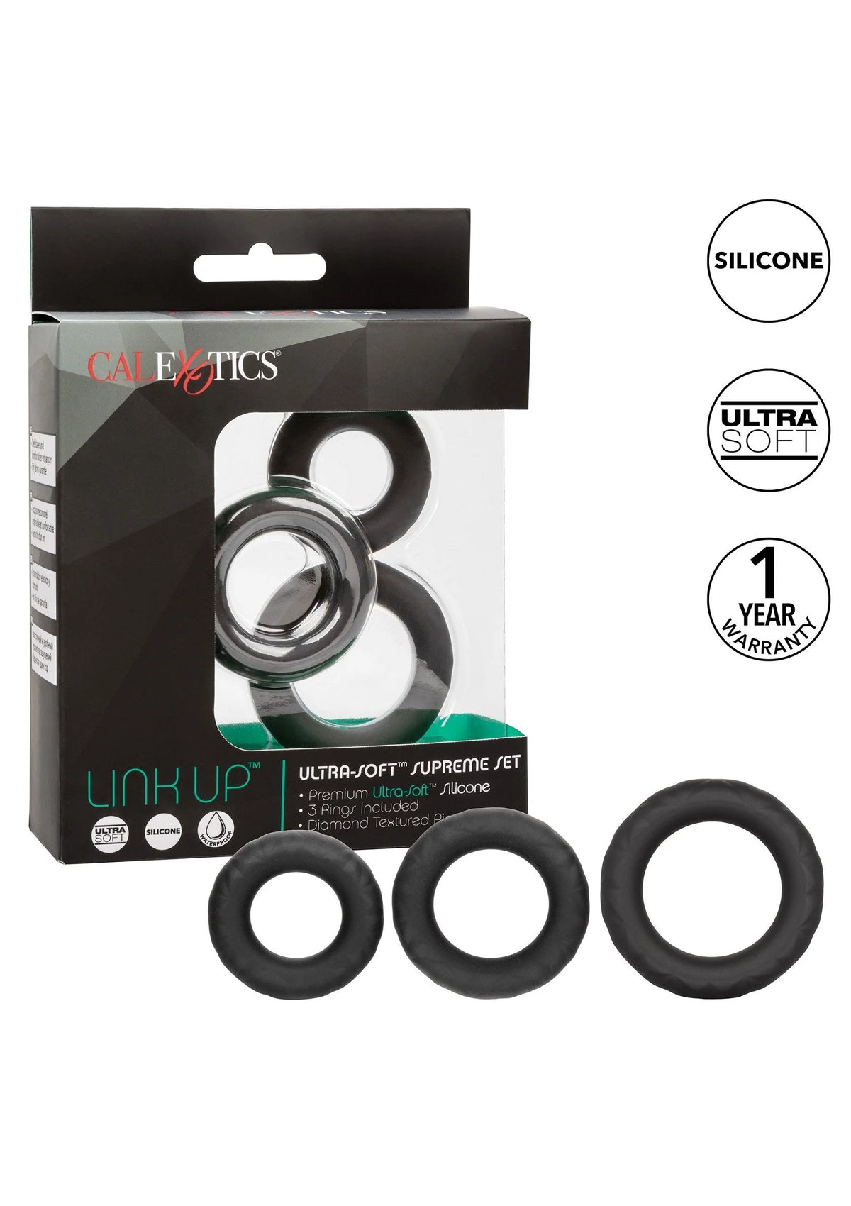 Bestel: Link Up Ultra - Soft Supreme Set cockring by CalExotics - bij Happytoys: de erotische sex webshop | liever Happy dan Easy ⭐⭐⭐⭐⭐