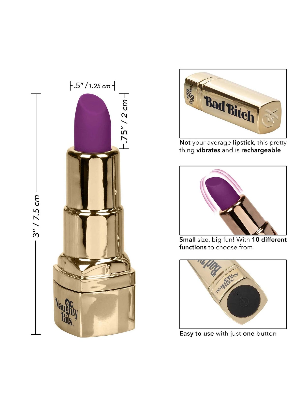 Bestel: Naughty Bits Bad Bitch Lipstick Vibrator by CalExotics - bij Happytoys: de erotische sex webshop | liever Happy dan Easy ⭐⭐⭐⭐⭐