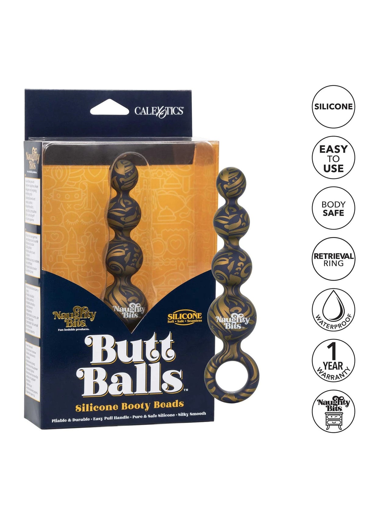 Bestel: Naughty Bits Butt Balls Silicone Booty Beads by CalExotics - bij Happytoys: de erotische sex webshop | liever Happy dan Easy ⭐⭐⭐⭐⭐