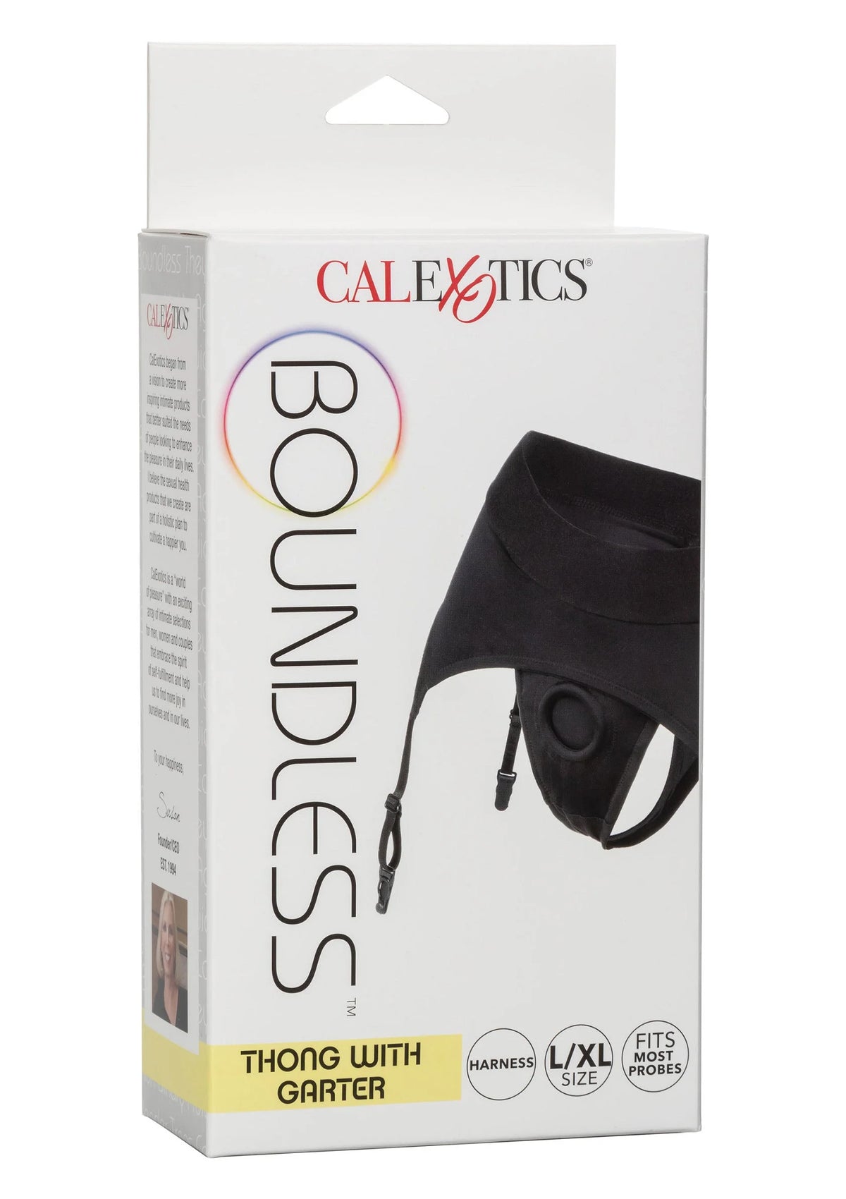 Bestel: Boundless Thong with Garter by CalExotics - bij Happytoys: de erotische sex webshop | liever Happy dan Easy ⭐⭐⭐⭐⭐ - S/M - 14237 - BLACK - S/M