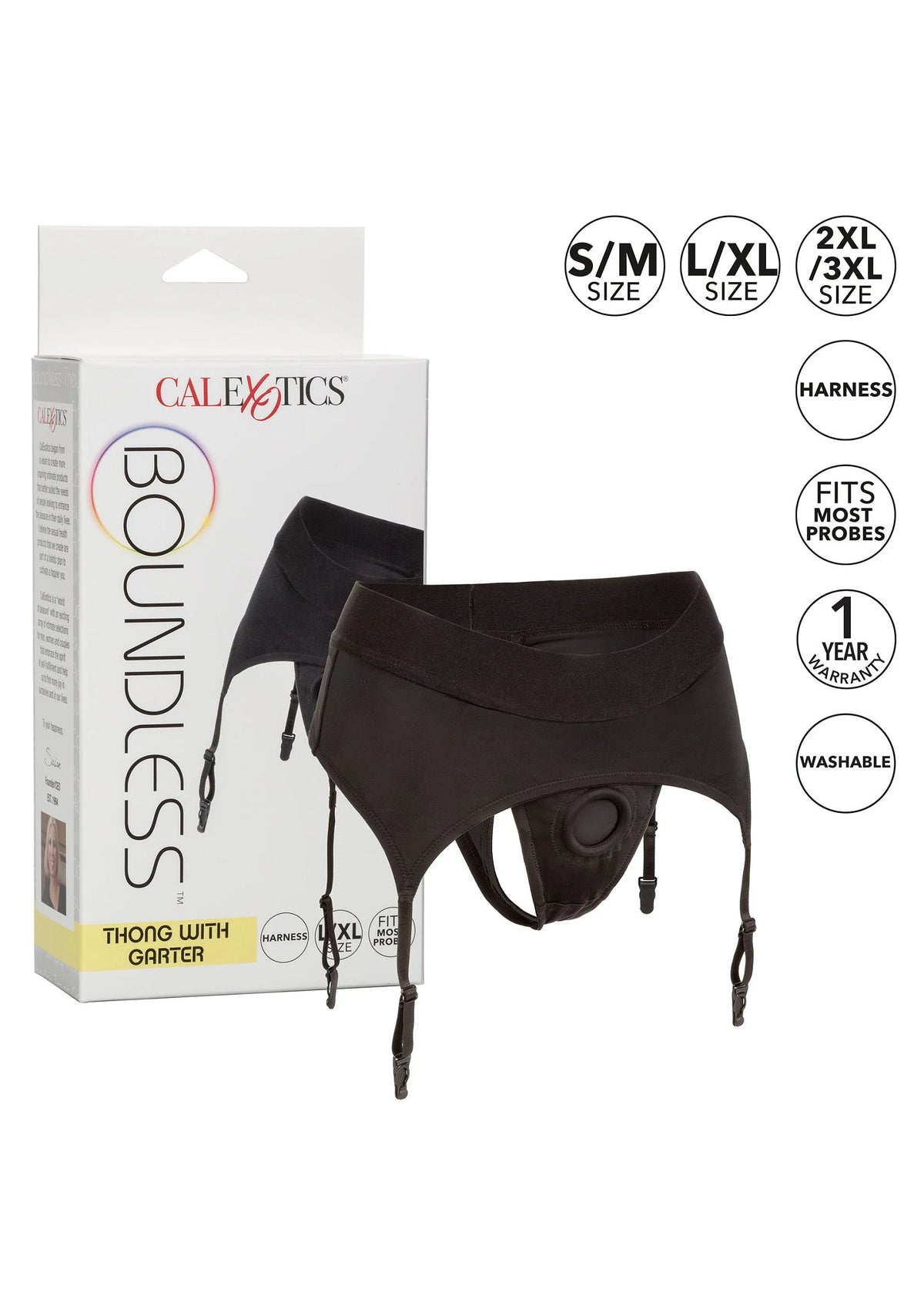 Bestel: Boundless Thong with Garter by CalExotics - bij Happytoys: de erotische sex webshop | liever Happy dan Easy ⭐⭐⭐⭐⭐