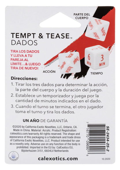 Bestel: Tempt & Tease Dados dice (ESP) by CalExotics - bij Happytoys: de erotische sex webshop | liever Happy dan Easy ⭐⭐⭐⭐⭐