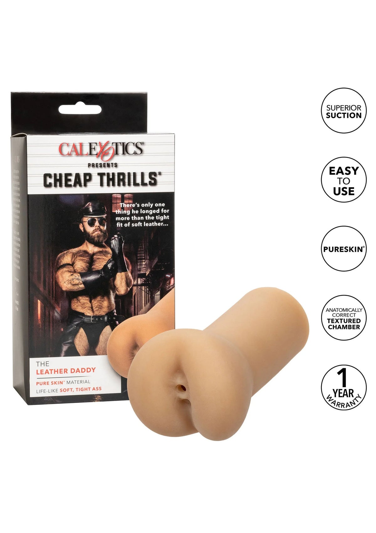 Bestel: Cheap Thrills The Leather Daddy Stroker Masturbator by CalExotics - bij Happytoys: de erotische sex webshop | liever Happy dan Easy ⭐⭐⭐⭐⭐