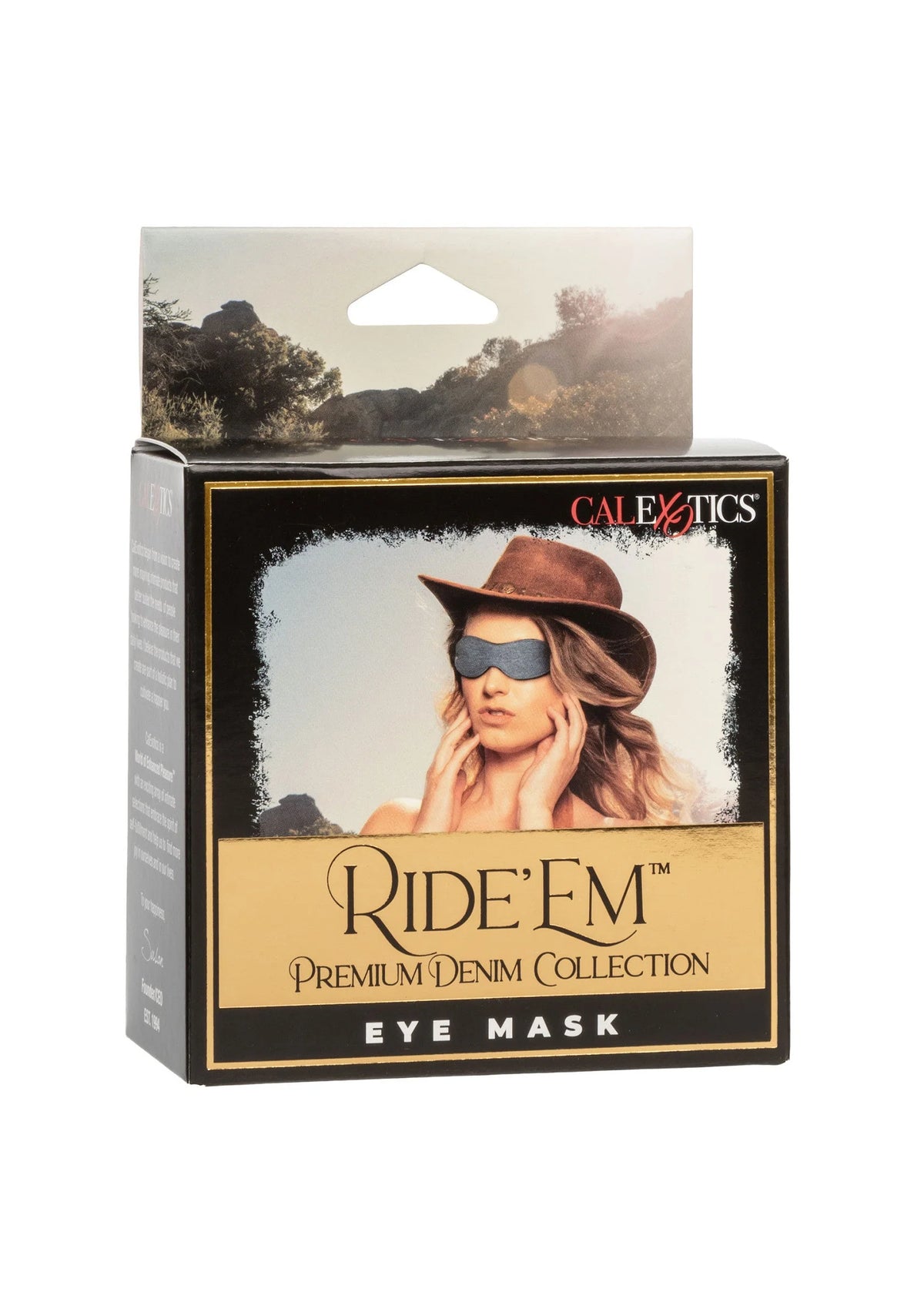 Bestel: Ride 'em Premium Denim Collection Eye Mask by CalExotics - bij Happytoys: de erotische sex webshop | liever Happy dan Easy ⭐⭐⭐⭐⭐