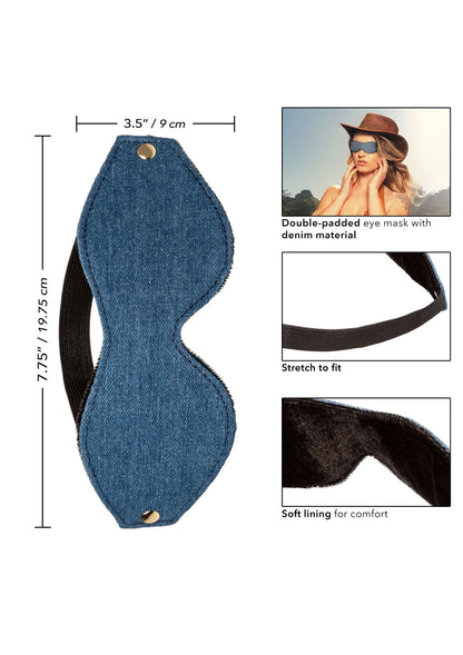 Bestel: Ride 'em Premium Denim Collection Eye Mask by CalExotics - bij Happytoys: de erotische sex webshop | liever Happy dan Easy ⭐⭐⭐⭐⭐