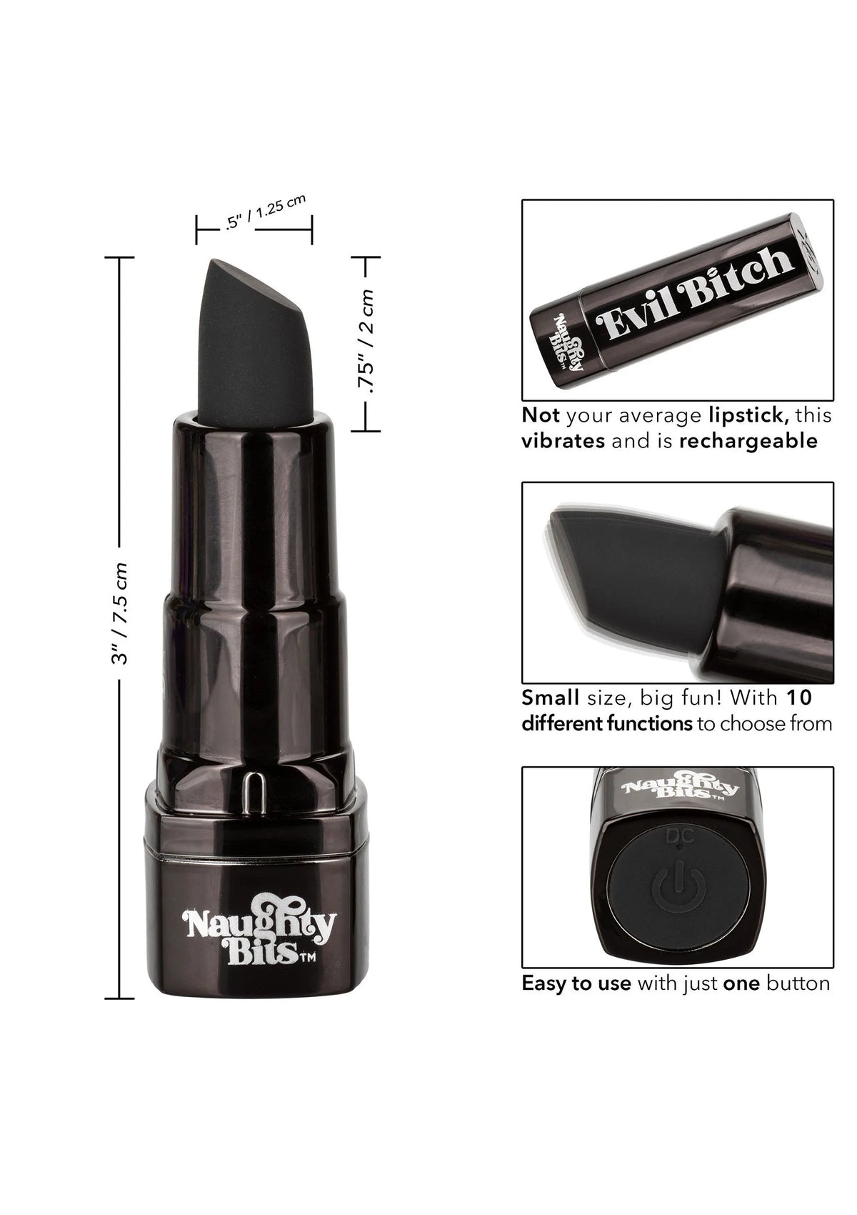 Bestel: Naughty Bits Evil Bitch Lipstick Vibrator by CalExotics - bij Happytoys: de erotische sex webshop | liever Happy dan Easy ⭐⭐⭐⭐⭐