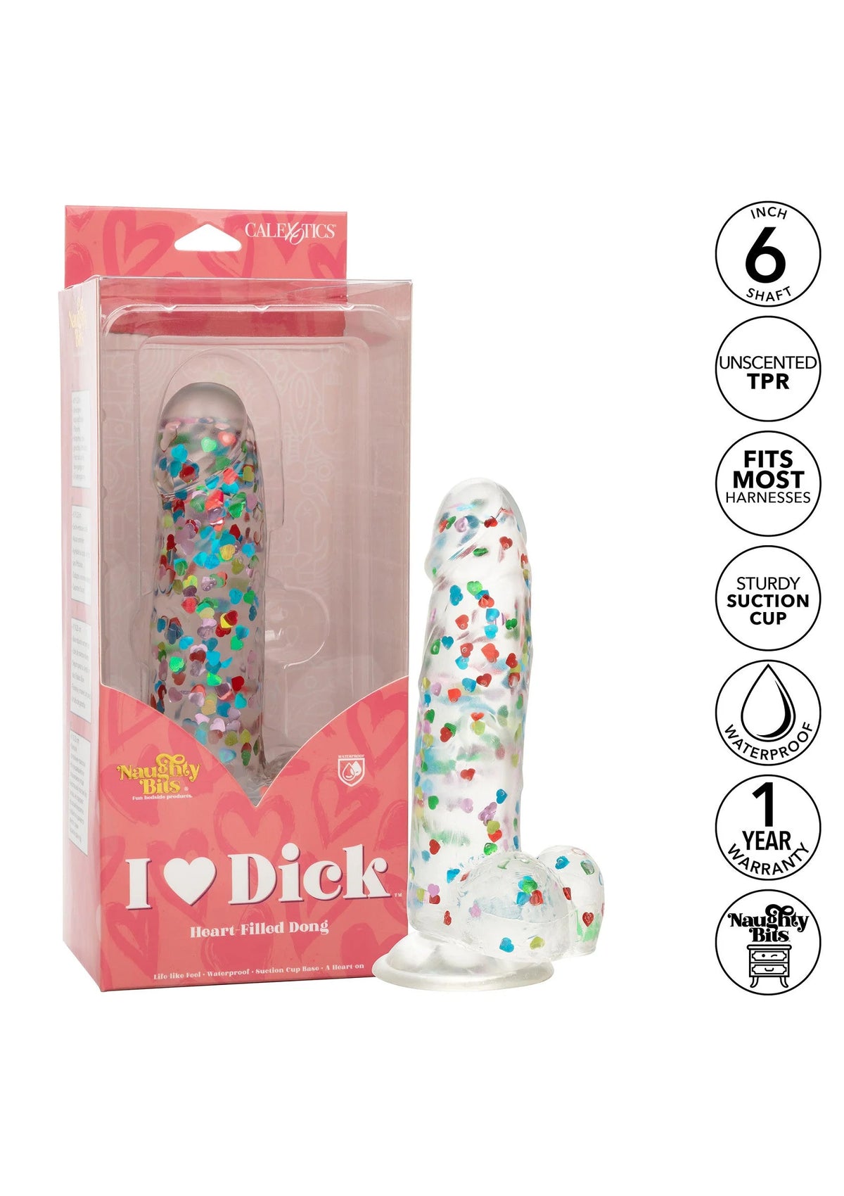 Bestel: Naughty Bits I Love Dick Heart - filled Dong by CalExotics - bij Happytoys: de erotische sex webshop | liever Happy dan Easy ⭐⭐⭐⭐⭐