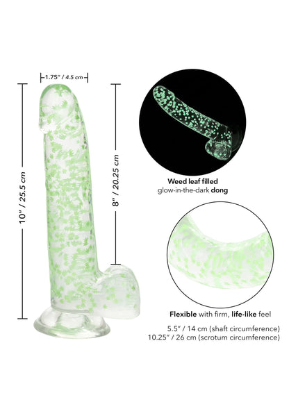 Bestel: Naughty Bits I Leaf Dick Glow - In - The - Dark Weed Leaf Dildo by CalExotics - bij Happytoys: de erotische sex webshop | liever Happy dan Easy ⭐⭐⭐⭐⭐